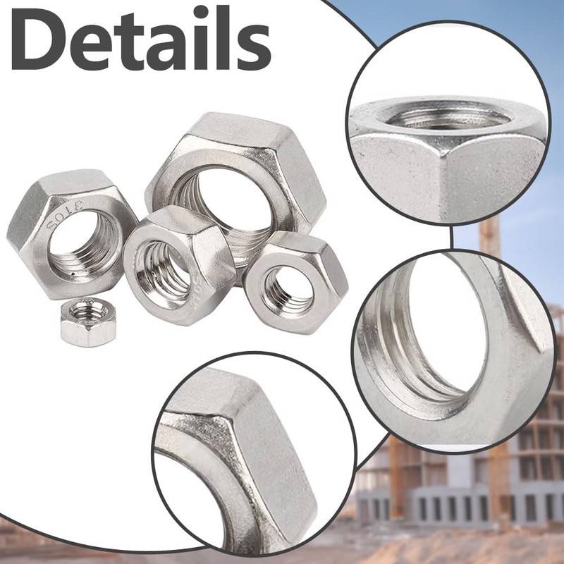 Yudesun Hexagon Head Lock Nuts - Stainless Steel Metric Thread