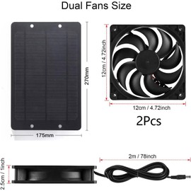 Solarpanel Abluftventilator, 6V 10W Solarpanel Fan Kit Solar Ventilator, Dual Solarpanel Ventilator Solarbetriebener Abluftventilator Solarpanel-Lüfter-Kit Für Gewächshaus, Hühnerstall, Haustierhäuser