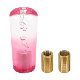 INFINAUTO Round Crystal Shift Knob, 10cm Universal for Automatic and Manual Vehicle Gear Shifter Knob with 2 Adapter Acrylic Clear Pink, 1 Set