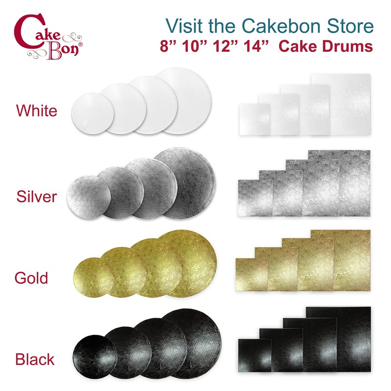 Cakebon Cake Boards - Sturdy 1/2 Inch Thick Drums -