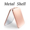 Compact Mirror for Purse, Metal Square Shell, Double-Sided 1X/2X Magnifying,