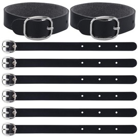 GORGECRAFT Pack of 10 Leather Luggage Label Strap Adjustable Black Luggage Tag Loops Replacement Belt with Metal Buckle Watch Strap Straps for Suitcase Briefcase Travel Storage Hanging Accessories