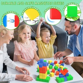 AOMACO 59Pcs Magnetic Blocks STEM Magnetic Building Blocks 1.18in Construction Blocks Toys for Kids 3D Educational Preschool Magnetic Creative Blocks for Girls & Boys 3+Years Old