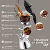 Clear Plastic Moka Pot 6 Cup 300ml Stainless Steel Coffee