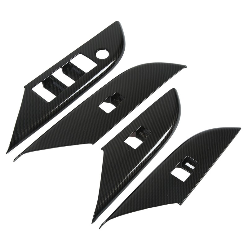 4 Pcs Door Window Control Panel Cover Carbon Fiber Style