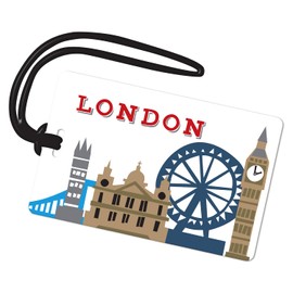 R. Nichols London Luggage Tag - Sturdy Waterproof Plastic Travel Labels for Baggage, Suitcases, Backpacks, and Diaper Bags, 2.5 Inch x 4 Inch Tag with Black Loop Attachments