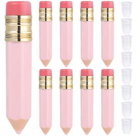 Pineraap 10 Pieces 5ml Lip Gloss Tubes Pencil Shape Empty Lip Gloss Bottles Clear Plastic Lip Balm Container Refillable Lip Oil Lipstick Tubes Portable Lipgloss Packaging Tubes for Women Girls (Pink)