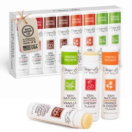 Chap-Lip Lip Balm 100% Natural Lip Balm Set - Hydrating and Moisturizing Beeswax Natural 4 Flavor Assortment - Lip Moisturizer for Dry Lips - Cocoa Butter - Petroleum Free Pack of 8