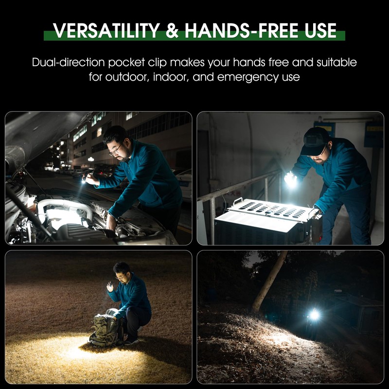 PIOOCAN Rechargeable Flashlights 1200 Lumens EDC Flashlight, AA Pocket Flashlight