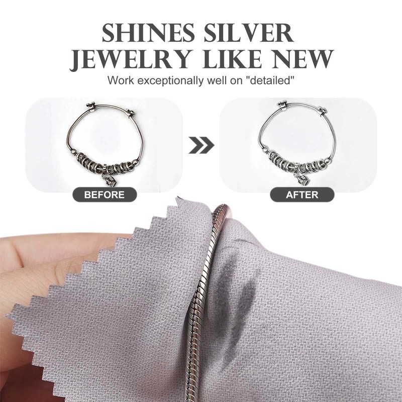 SEVENWELL - 100 paños de limpieza de joyas, color gris,