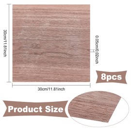 BENECREAT 8 Sheets Walnut Wood Sheet, 11.8x11.8inch Square Hardwood Veneer Boards for Wood Craft DIY Project, 0.5mm Thin