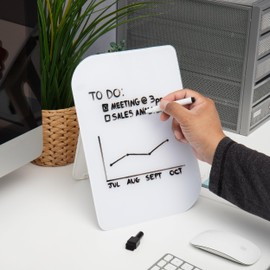 Maison Sucasa Glass Dry Erase Board with Easel and Marker for Office, Home and School Supplies, 8.25"x 5.9", White