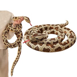 Holiberty 78" Realistic Snake Stuffed Animal Long Snake Plush Birthday Party Gifts for Children Kids Boys Girls Prank Prop Snake Stuff Dolls Washable Snake Toy (Brown)