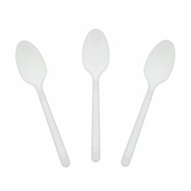 AmerCareRoyal Medium-Heavy Weight Unwrapped Disposable Polystyrene Plastic Teaspoons for Restaurants and Catering, White, Pack of 1000