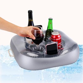 Bogoro Pool Bar Cocktail Holder, 4 Holes Inflatable Drink Holder, Floating Coasters, Cup Holder, Made of High-Quality PVC, Sturdy Structure, Ideal for Summer, Swimming Pool, Party, Pool