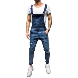 Cnstone Men's Denim Overalls, Long Pants, Oversized Denim Jeans, Skinny Cargo Pants, Hip Hop Street Style, Damaged, Large Size, For Spring, Summer, Autumn
