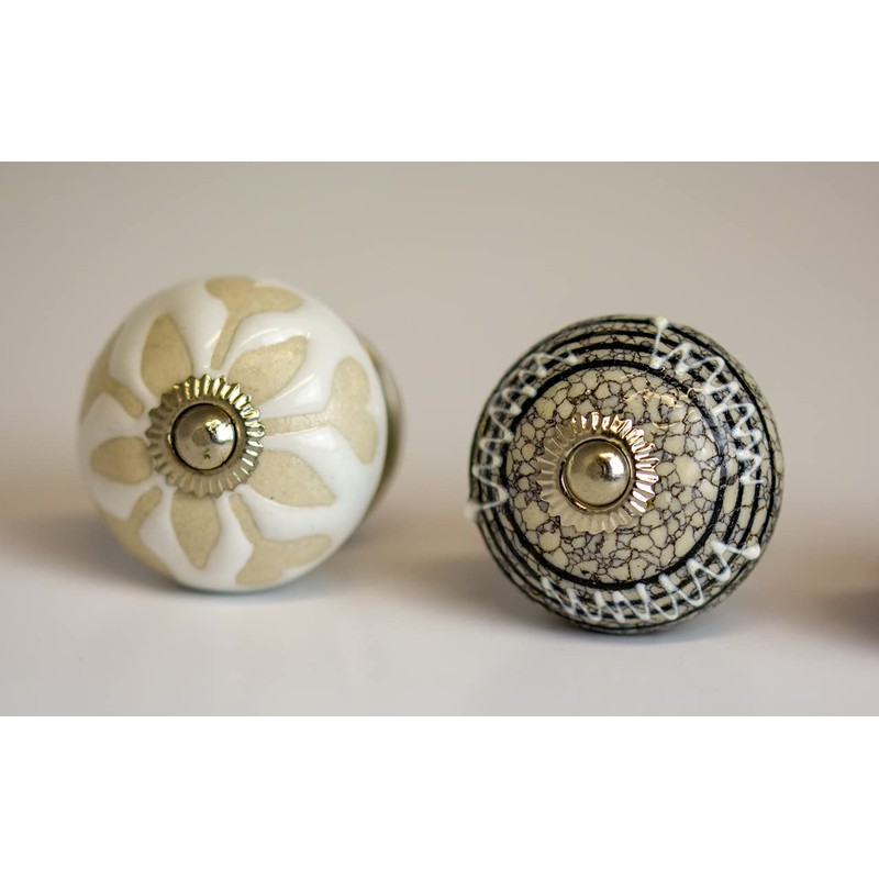youngschwinnDESIGN - Pack of 4 Ceramic Furniture Knobs, White and