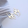 Cybche Punk Flame Hoop Huggie Earrings Gold Fire Flame Drop