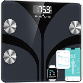 Posture Personal Scales Body Fat Scales Digital with 13 Readings, Weight Scale with BMI Health Monitor, Sync with Apps, up to 180 kg