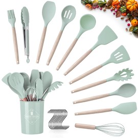 Küchenhelfer set, kochlöffel set, küchenutensilien mit Besteckbox, 12 Stück Silikon Kochutensilien Kochgeschirr, Spülmaschinenfest hitzebeständiges