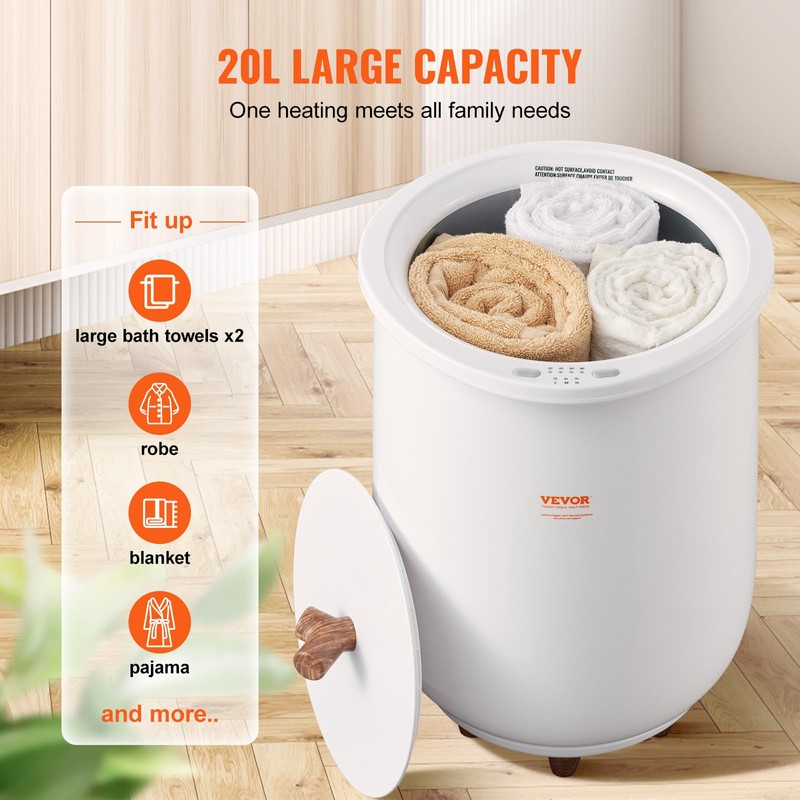 VEVOR Towel Warmer Bucket, 20L Large Towel Warmer for Bathroom,