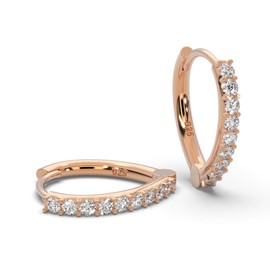 Hoop Earrings Silver 925 and Gold/Rose Gold Plated Women's Earrings by Amoonic I Small Hoop Earrings in Teardrop Shape with Zirconia Stones I Jewellery Gift for Women Girlfriend Anniversary Wedding