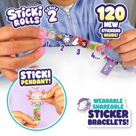 Sticki Rolls Pendant Pack | The Original Wearable Shareable Stickers with Toy Pendant and Bracelet | Collect and Share | Ages 5 and Up | Series 2 - Chillin Charlie