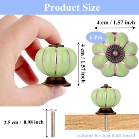 Yuaaoh Pack of 6 Furniture Knobs, Ceramic Pumpkin, Furniture Knobs, Vintage Cupboard Knobs, Furniture Knobs, Ceramic Door Knobs with Screws for Dresser, Kitchen Cabinet, Drawers, Cupboards, Dresser