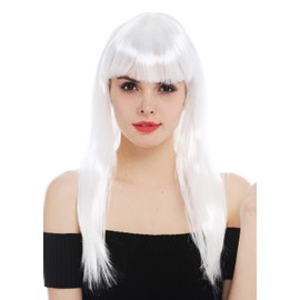 Wig Me Up - 32582-P68 Women's Carnival Wig, Long Straight Fringe, White Fairy Snow Queen