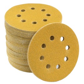Aiyard 5-Inch 8-Hole Hook and Loop Sanding Discs 100-Grit Random Orbit Sandpaper, 100-Pack