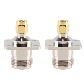 Gorise 2 Pack N Female to SMA Male 4 Holes Flange Panel Connector N type to SMA RF Coaxial Solder Connector Chassis Mount Coax Adapter