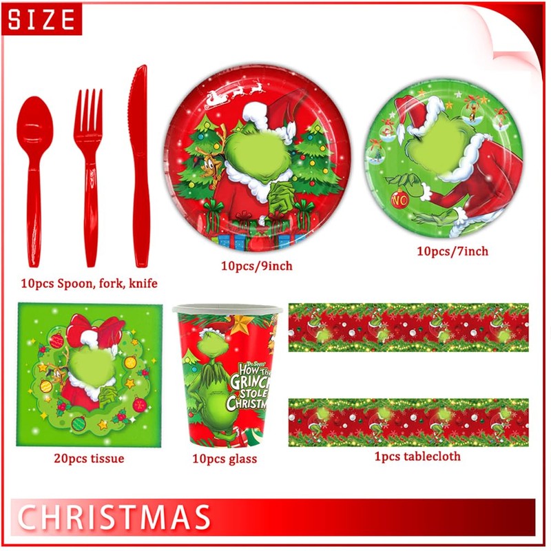 SWZY 81pcs Christmas Party Tableware, Merry Xmas Tree Tableware Set,