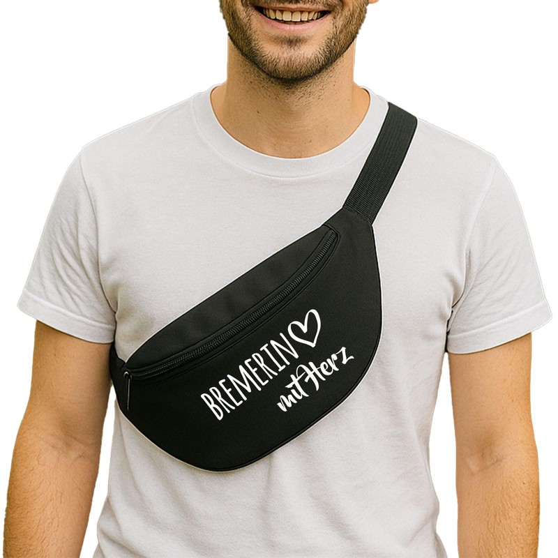 Huuraa Bauchtasche Bremerin mit Herz Geschenk 2,5 Liter Black Bremerin
