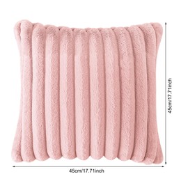 HoaaiGo Cushion Cover, 45 x 45 cm, Faux Fur Plush Decorative Cushion Cover, Plush Velvet Cushion Covers, Soft Cushion Cover, Plain Striped Cushion Cover for Couch, Sofa, Bedroom, Living Room, Home