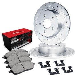 R1 Concepts Rear Brakes and Rotors| Hardware Included| Rear Optimum OEp Brake Pads and Rotors Kit| Fits 2000-2009 Honda S2000