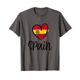 Spain Heart Flag Europe Spanish Soccer Fan Men Women Kids T-Shirt