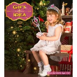 BIBUTY Princess Dress Up Accessories Princess Crown Tiara for Little Girls, Princess Tiara Wand Jewelry Toy Gifts for 3-6 Girl