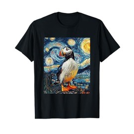 Puffin Sea Bird - Van Gogh Style - Starry Night T-Shirt