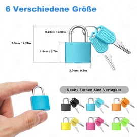 YGCQFH Pack of 6 Small Luggage Locks, Mini Padlock with Key, 6 Colours Suitcase Lock Small with Key for Suitcases, Cupboards, Lockers, Diary (Colourful)