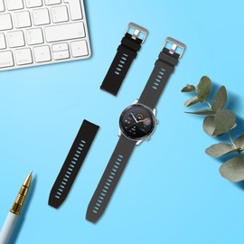 kwmobile Straps Compatible with HONOR Magic Watch 2 46mm Straps - 2x Replacement Silicone Watch Bands - Black/Grey