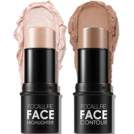 FOCALLURE 2 Barritas Contorno Mineral Cremoso - Lápiz Iluminador y Bronceador Hidratante, No Resbaladizo, Duradero con Aplicación Suave para Maquillaj