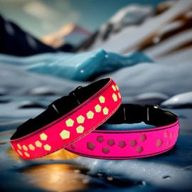 LED Dog Collar, 15 Light Modes, USB-C Rechargeable, Glow Light up Dog Collar (Pink, S(7.87-11.8"))