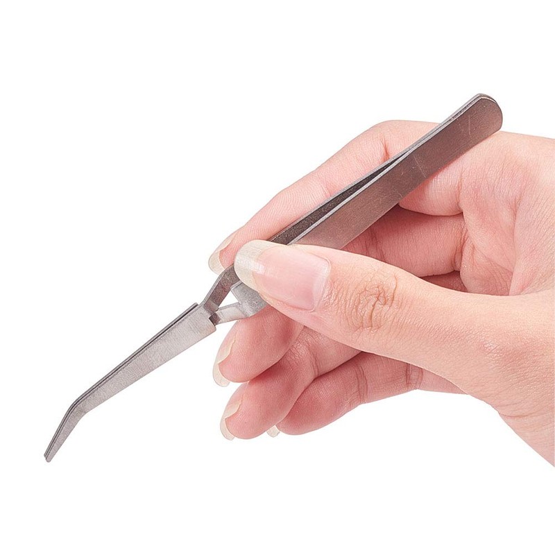 WANDIC Cross Locking Tweezers Bent & Straight Reverse Action Stainless