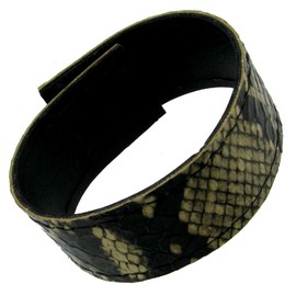 Faux Leather Snake Grain Wrap Bracelet for Women Hook and Loop Fastener