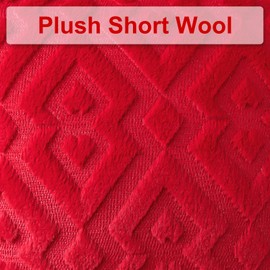 Artscope Set of 2 Cushion Covers, Soft, Plush, Short Wool Velvet, Decorative, European, for Sofa, Bedroom, Geometric Design, Christmas Red, 40 x 40 cm