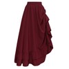 Renaissance Skirt Women Ren Faire Medieval A Line Ruffle Wine