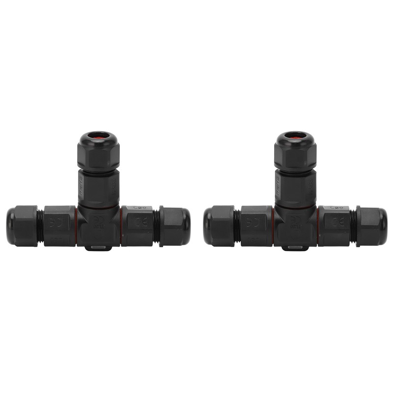 2 Pcs Tee Wire Connectors IP68 Waterproof 2 Pin 3
