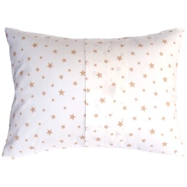 Toddler Pillowcase 13”x18” by Comfy Turtles, 100 Natural Cotton, Kids Soft Pillow Cover for Wonderful Sleep and Dreams, Design for Boys and Girls (Beige Stars On White)