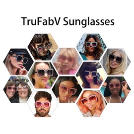 TruFabV Bling Bedazzled Elton Sunglasses Womens Mens, 70s Disco Rhinestone Glasses Sparkly Glitter Diamond Festival Shades (7 - Clear Purple)