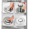 Pack of 2 Stainless Steel Pop Up Drain Strainer, Sink